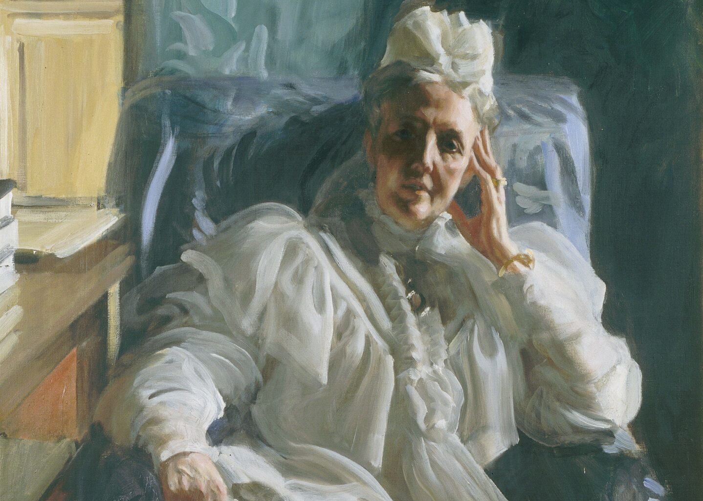 Anders Zorn, Drottning Sophia, 1909. Bild beskuren.